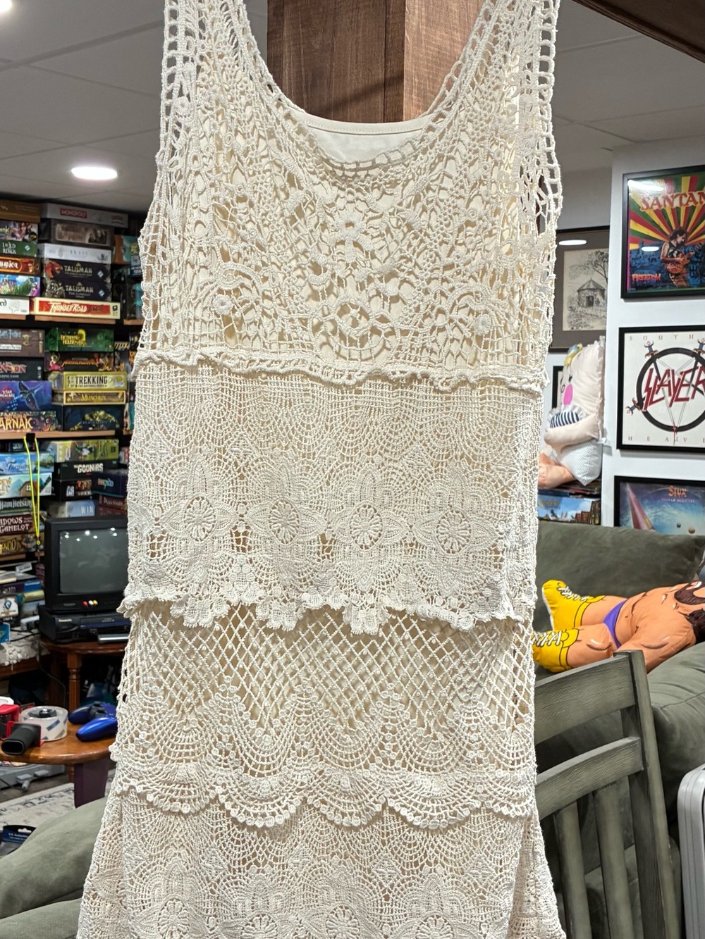 American Eagle Outfitters Crochet Maxi Dress in Cream